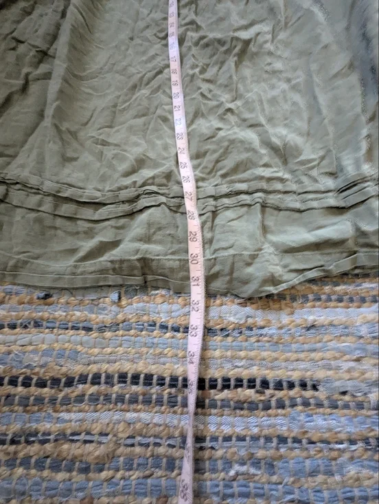 Olive Green Linen Midi Skirt XL Elastic Waist Drawstring Flowy Lightweight Boho - Picture 3 of 8